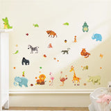 Funny Animals Bird Swinging Wall Stickers Kids Room Decoration Diy Cartoon Monkey Giraffe Lion Mural Art Pvc Posters Home Decals