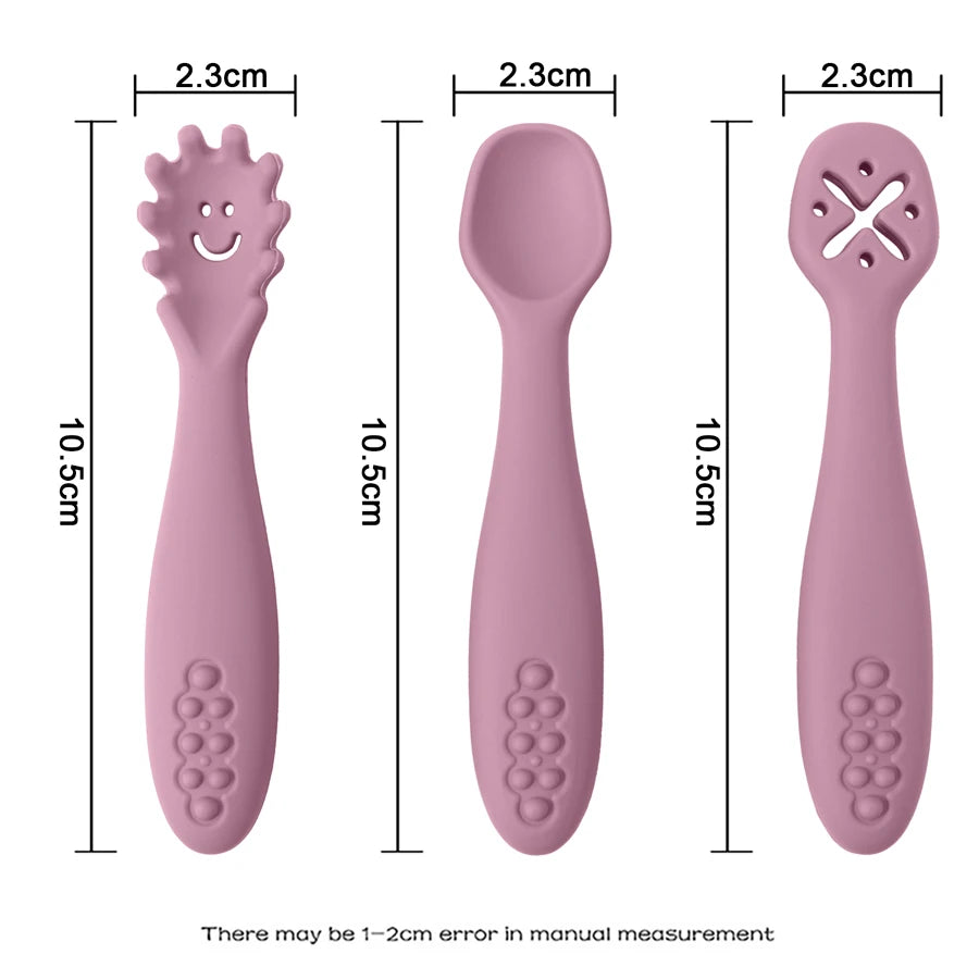 3PCS Cute Baby Learning Spoons Utensils Set Newborn Feeding Spoon Set Toddler Scoop Weaning Cutlery Children‘S Tablewar