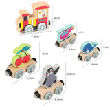 Montessori Magnetic Wooden Train Toys Early Educational Cognition Animal Toy Sorting Learning Teaching Car Cartoon Set for Kids