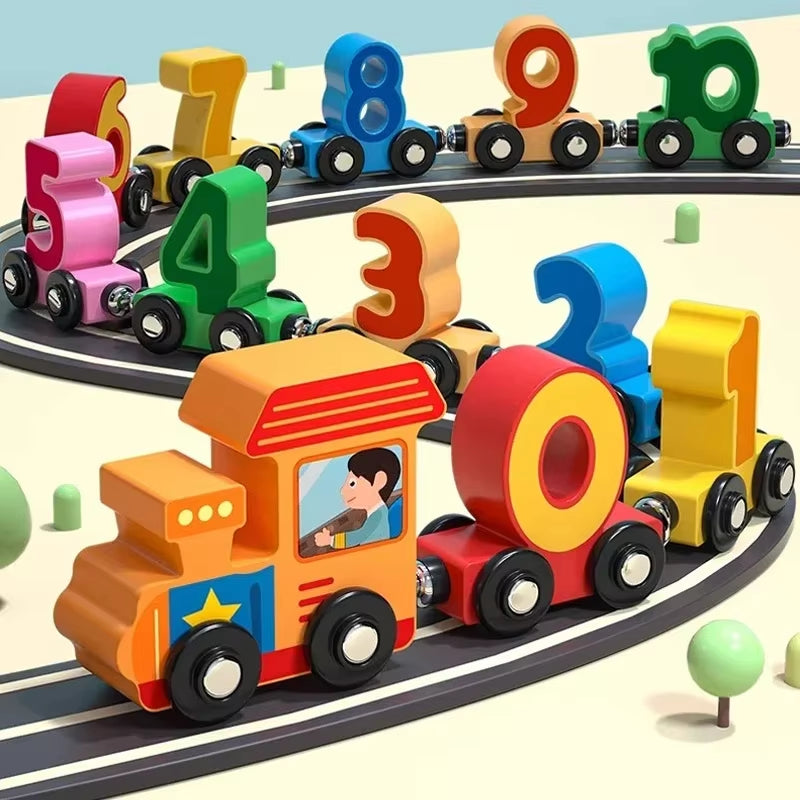 Montessori Magnetic Wooden Train Toys Early Educational Cognition Animal Toy Sorting Learning Teaching Car Cartoon Set for Kids